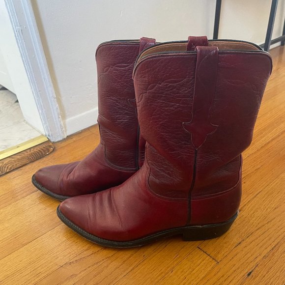 LUCCHESE CHERRY RED ROPER COWBOY WESTERN BOOT - Picture 3 of 8